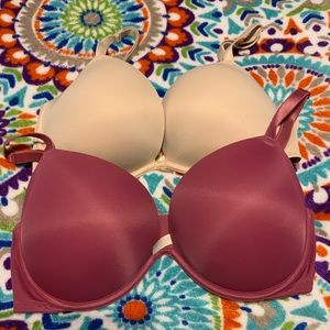 PINK Wear Everywhere Super Push-Up Bra in Beige Nude Pink. 34DD.